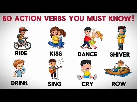 50 Essential Action Verbs in English | Learn with Pictures & Examples| Part1