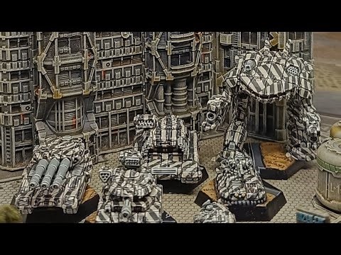 Battletech mercenary unit painted in dazzle-style camo. 360° view of all the miniatures