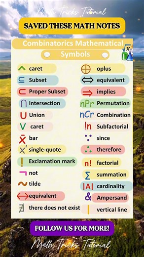 44K views · 299 reactions | Combination Mathematical Symbols Notes | Math Tricks Tutorial | Facebook