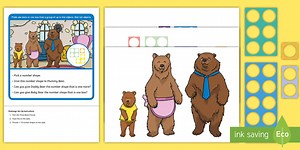 EYFS Maths 1 More, 1 Less Challenge: The 3 Bears Number Shape Challenge