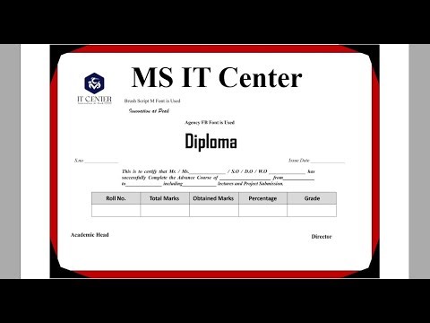 How to Make Certificate or Diploma in MS Word | MS IT Center Notes Tutorial