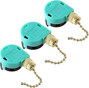 Ceiling Fan 3 Speed 4 Wire Ze-268s6 - Zing Ear Pull Chain Switch for Hunter Fan Light Replacement (Brass) 3 Pcs