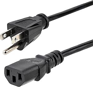 StarTech.com 6ft (1.8m) Computer Power Cord, NEMA 5-15P to C13, 10A 125V, 18AWG, Black Replacement AC Power Cord, Printer Power Cord, PC Power Supply Cable, Monitor Power Cable - UL Listed (PXT101)