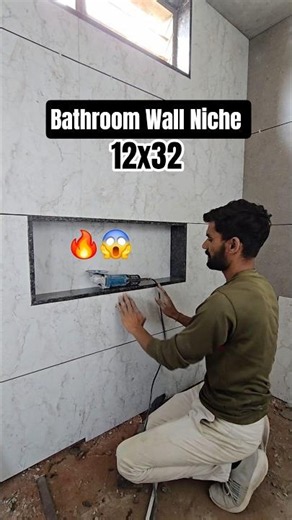 Bathroom Wall Tiles Design And Wall Niche Installation || #shorts #bathroomdecor #explore #home