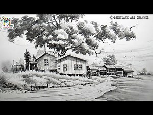 How to Draw and Shade A Scenery Drawing With Pencil | Easy Pencil Art
