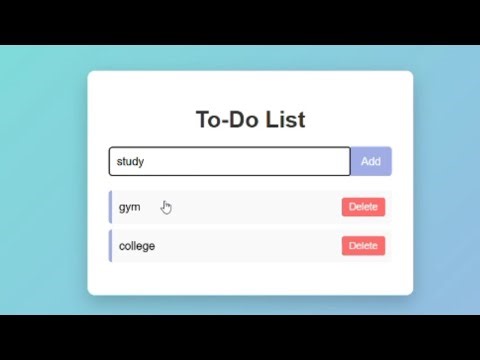 To-Do List Using HTML CSS JavaScript | Beginner Web Project 2025