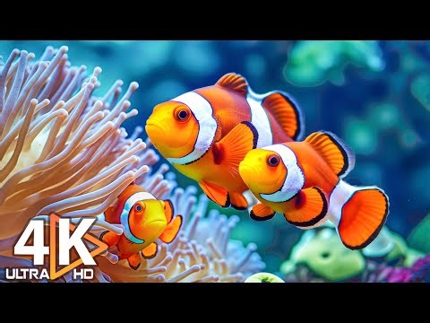 Aquarium 4K (ULTRA HD) 🐠 Beautiful Coral Reef Fish & Jellyfish - Soothing Sleep Music #13