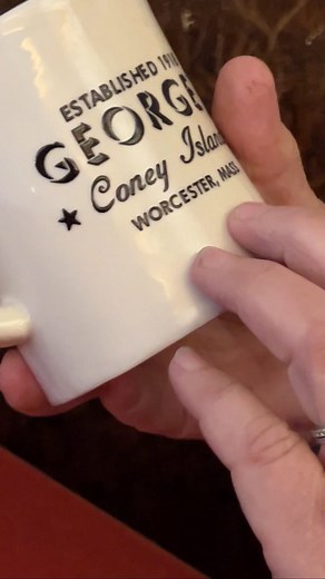 1.2K views · 578 reactions | Our new mug is inspired by a classic logo from an old menu as well as a black and white photo outline of our neon sign. Come by the store to check them out or order online! Follow the link in the bio. #classic #diner #coffee #mug #worcester | George's Coney Island | Facebook