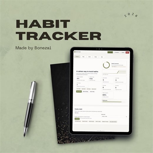 Habit Tracker - 2026 - Digital Web App - Cozy Sage Green - 1st Edition - Etsy