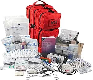 Luminary Tactical Trauma Kit Fully Stocked First Aid Kit Backpack EMS/EMT First Responder Medical Bug Out Bag for Preppers Professionals and Outdoorsman (Red)