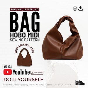 Hobo Bag Sewing Pattern PDF: 4 Sizes, Lined Tote (video Tutorial) - Etsy