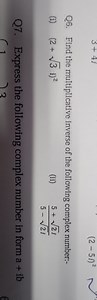 Q6. Find the multiplicative inverse of the following complex nu... | Filo