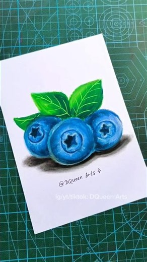 How to Draw Realistic Blueberries Using Oil Pastels 🫐 #art #drawing #drawingtutorial #howtodraw
