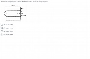 The net of a triangular prism is shown. What is the surface are... | Filo