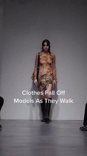 This #runway show features clothes that purposely fall off the #model as they walk 👀 #fashion #runwayfails #foryou #fyp