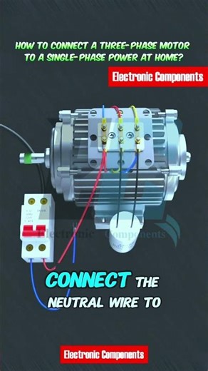 How to Connect a 3 Phase Motor to a Single Phase Power at Home #shots