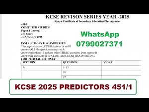 KCSE 2025 Computer Studies Paper 1 Predictor | Theory That Hits the Mark! 451/1 (Theory)