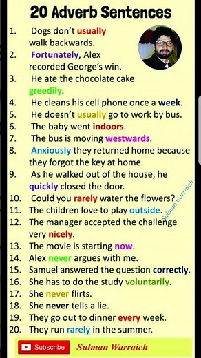 20 Adverb Examples Sentences| Sentences With Adverb| #english
