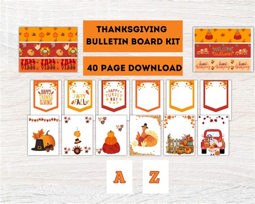 Fall/autumn Bulletin Board Kit: Printable Letters, Banners, Borders, Thanksgiving Bulletin Board for Classroom, Seniors, Centers - Etsy