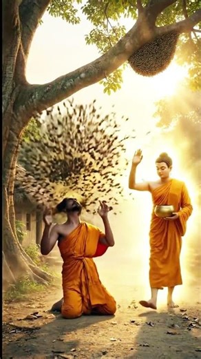 Beehive Trap Backfires: Buddha Awakens Devadatta as a Monk 🐝🙏☸️ #buddha #bodhimindjourney #shorts