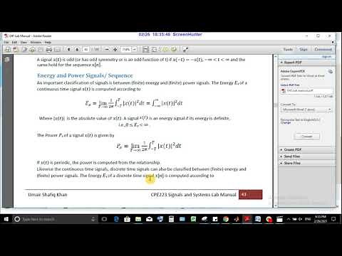 Signals and Systems (Lab # 3) - MATLAB