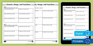 Eighth Grade Domain, Range, and Functions Worksheet