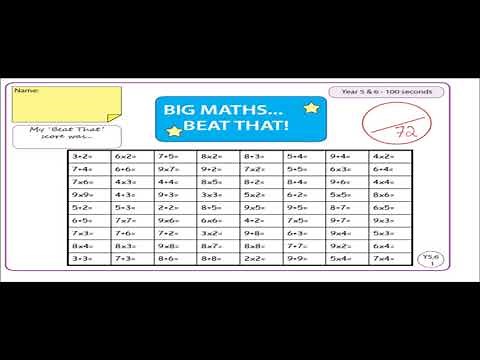 Math for 9,10 and 11 year olds week 1 BIG MATHS beat that 100 seconds