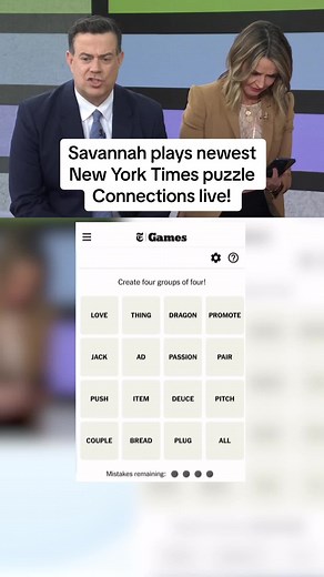 And in record time! #SavannahGuthrie takes a crack at Monday’s edition of the New York Times’ newest puzzle game taking the Internet by storm, Connections. How did you do? What’s your strategy? #TodayShow