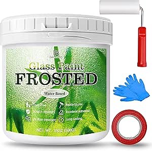 Frosted Glass Paint for Windows - 16oz Water-Based Window Privacy Film Spray Paint Kit with Tools, Low Odor Frosted Glass Spray for Bathroom, Kitchen, Sliding Door - DIY Window Frost Paint