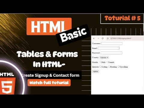 HTML Tables and Forms Explained | Create Signup & Contact Form in HTML Step by Step (Urdu + Hindi)