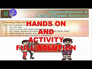 DAV CLASS 6 COMPUTER CHAPTER 8 | SPREADSHEET - II | HANDS ON | ACTIVITY | ASSESSMENT ACTIVITY