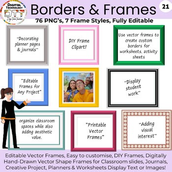 Vector Photo Frame Border Clipart, Modern Frame Design, Editable PowerPoint Temp