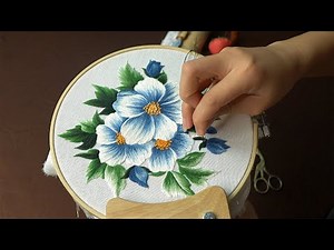 Hand Embroidery Art - Step by Step Blue Wild Roses Embroidery - Detail from Design to Completion