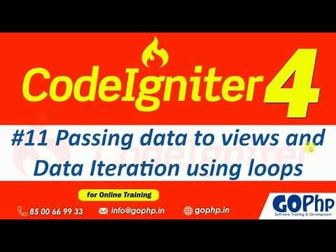 #11 Passing data to views | Data Iteration in views | CodeIgniter 4 Tutorials