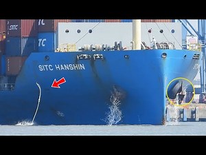 The Container Ship Dumped Heavy Water At The Anchor When Leaving The Port | 4K Shipspotting