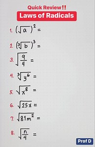277K views · 13K reactions | MATH REVIEW: Laws of Radicals‼️ #basicmathreview | Prof D | Facebook