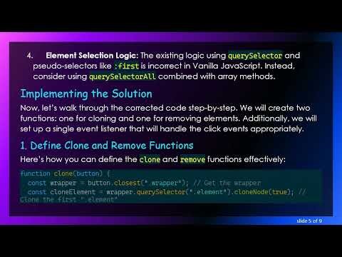 Fixing the Cloning and Removing Scripts in Vanilla JavaScript