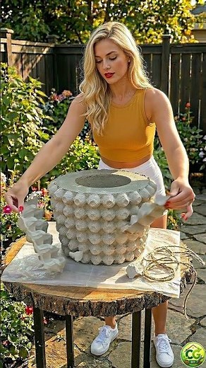 Easy DIY Garden Decor: Turn Egg Cartons into a Concrete Corn Fountain Pot 🌽#diy