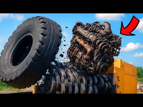 Insane Giant Shredder Destroys Old Motorcycle And Metal Scraps! Extreme Metal Shredding Machine