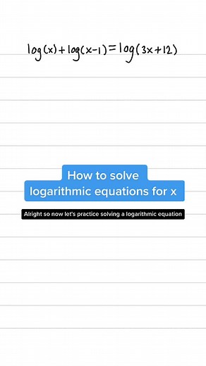 How to solve logarithmic equations. #tiktokmath #mathtutor #logarithm #mathhelp #logs #mathbasics #math #algebra2 #logarithmic #equation