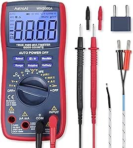 AstroAI Digital Multimeter, TRMS 6000 Counts Volt Meter Manual and Auto Ranging; Measures Voltage Tester, Current, Resistance, Continuity, Frequency; Tests Diodes, Transistors (Renewed)