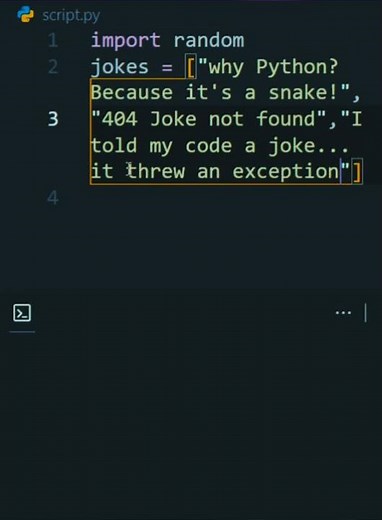 Random Joke Generator in Python 😂 (30s)