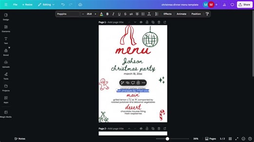 Editable Christmas Dinner Menu Template, Whimsical Hand Drawn (PDF) - Etsy UK
