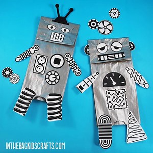 Printable Robot Craft {Puppets!} • In the Bag Kids' Crafts