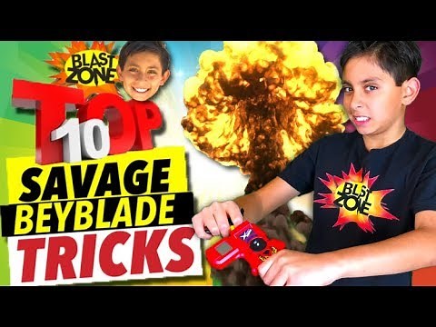 Top 10 Beyblade Tricks on Blast Zone Kid! My Most Savage Beyblade Burst Trick Shots!