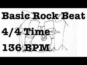 Basic Rock Drum Beat - 136 BPM - 4/4 Time - Metronome Loop 136BPM - Rock Beat - Drum Backing Track