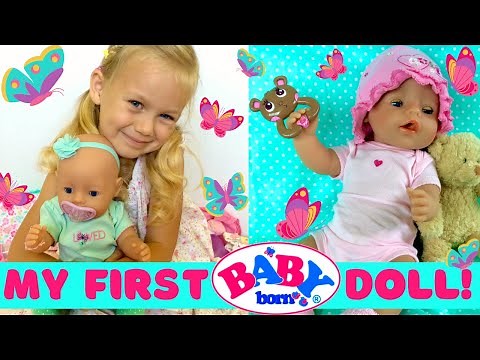 💖Baby Born Doll Unboxing, Feeding & Changing. Skye Opens Her Very First Baby Born Doll, Baby Emma! 🌸