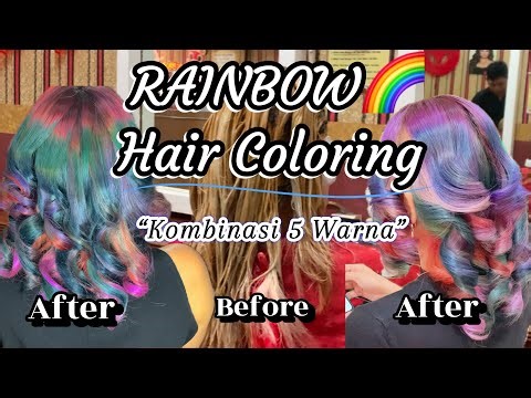 RAINBOW 🌈 HAIR COLORING TRANSFORMATION TUTORIAL STEP BY STEP || KOMBINASIKAN 5 WARNA INI??