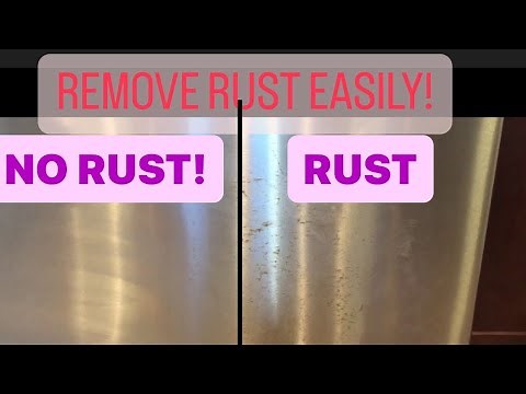 RUST REMOVAL ON STAINLESS STEEL REFRIGERATOR NONTOXIC- quick and easy