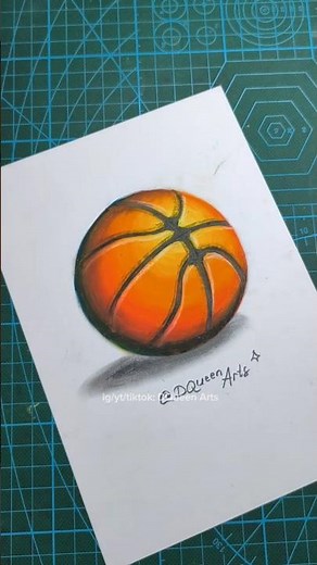 How to draw a REALISTIC basketball using oil pastels 🏀 #art #drawing #drawingtutorial #howtodraw